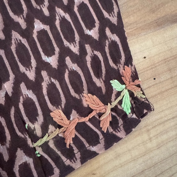 Raj Brown and White Embellished Tunic with 3/4 Sleeves - Picture 3 of 3